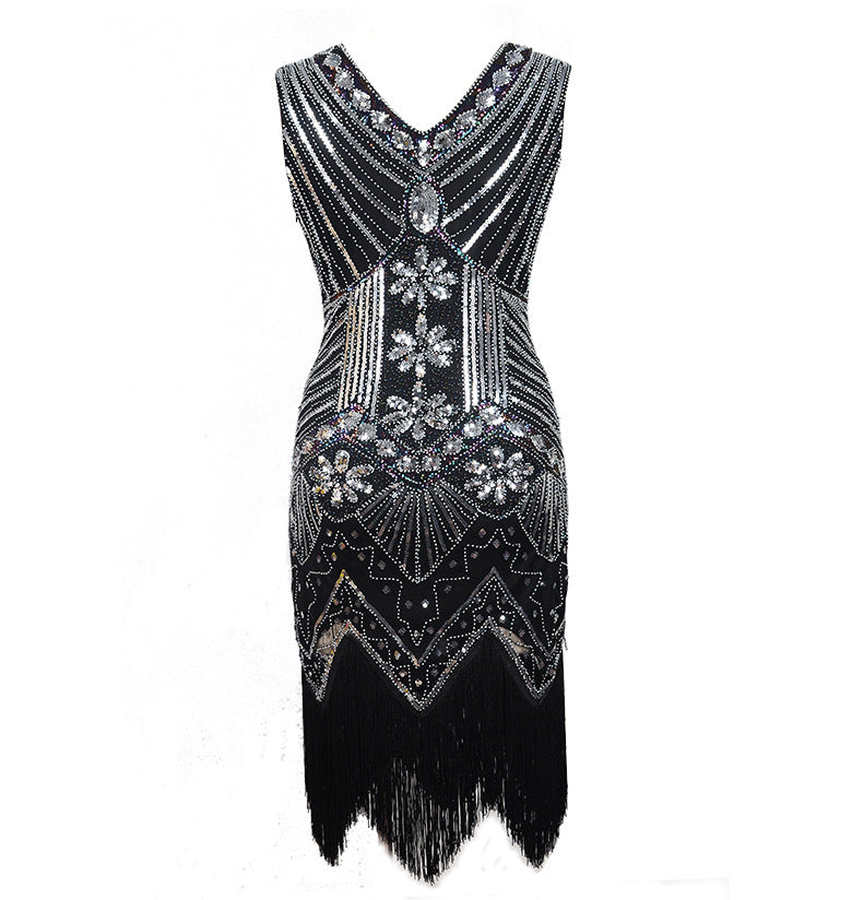 UNINUKOO Women's Sexy Deep V Neck Sequin Glitter Bodycon Party Dress