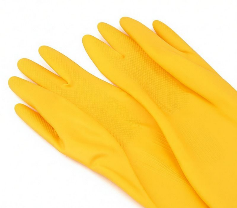 Household Rubber Cleaning Gloves, Non-slip Textured Latex Dishwashing Gloves, Long Cuff Waterproof Household Kitchen Cleaning Gloves, Reusable for Kitchen and Bathroom Cleaning 1 Pair ( Pack of 2)