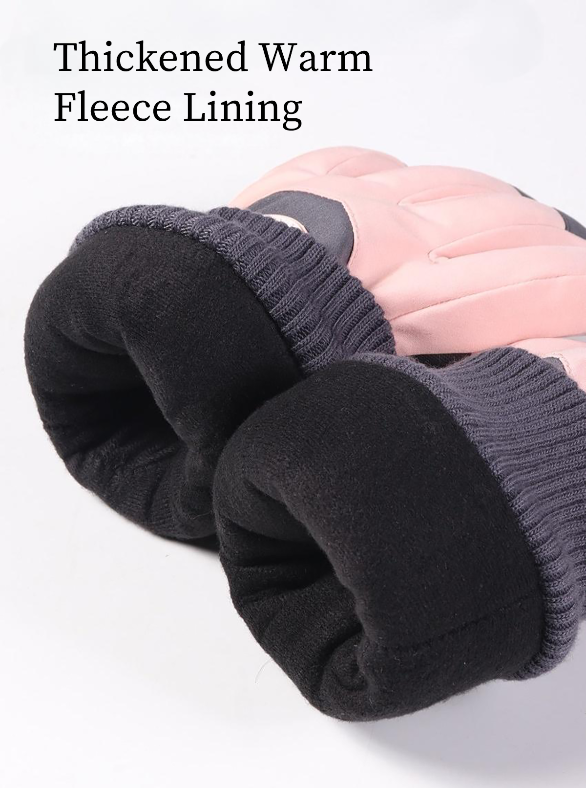 Winter Gloves Women Waterproof Touchscreen Ski Gloves Anti-Slip Windproof Warm Snow  Gloves for Skiing Cycling Driving Hiking (Pink Grey)