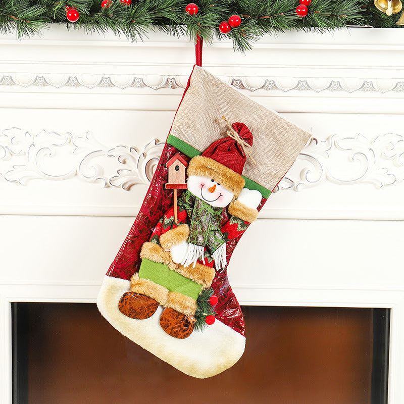 Large Size Christmas Stockings Classic Santa Claus Candy Gift Bag Christmas Decoration Snowman Elk Christmas Boot