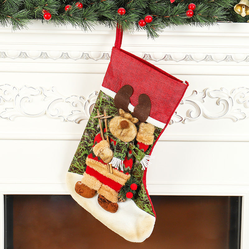 Large Size Christmas Stockings Classic Santa Claus Candy Gift Bag Christmas Decoration Snowman Elk Christmas Boot