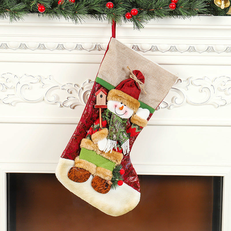 Large Size Christmas Stockings Classic Santa Claus Candy Gift Bag Christmas Decoration Snowman Elk Christmas Boot