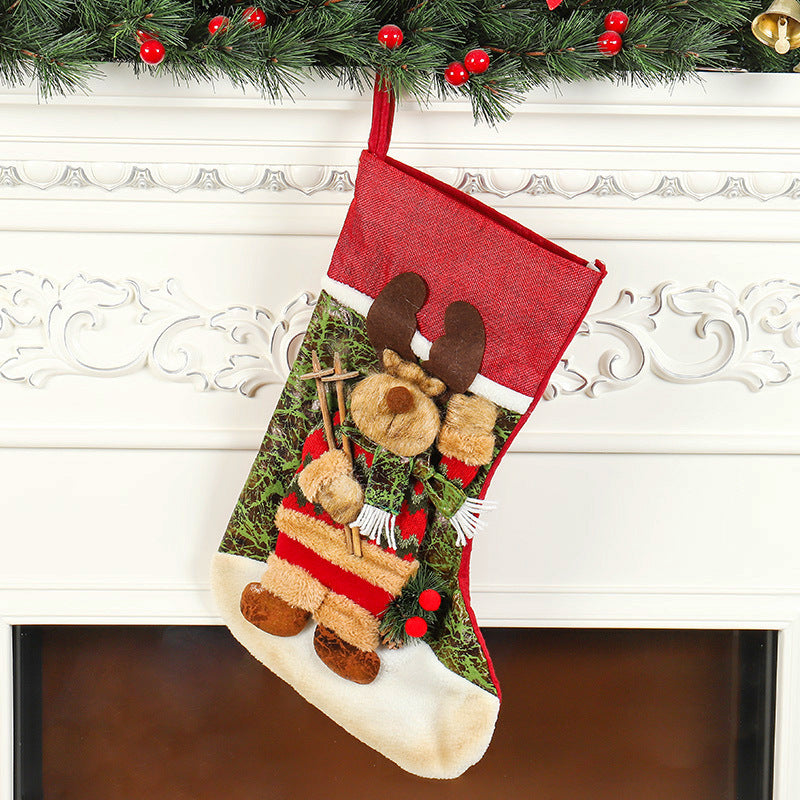 Large Size Christmas Stockings Classic Santa Claus Candy Gift Bag Christmas Decoration Snowman Elk Christmas Boot