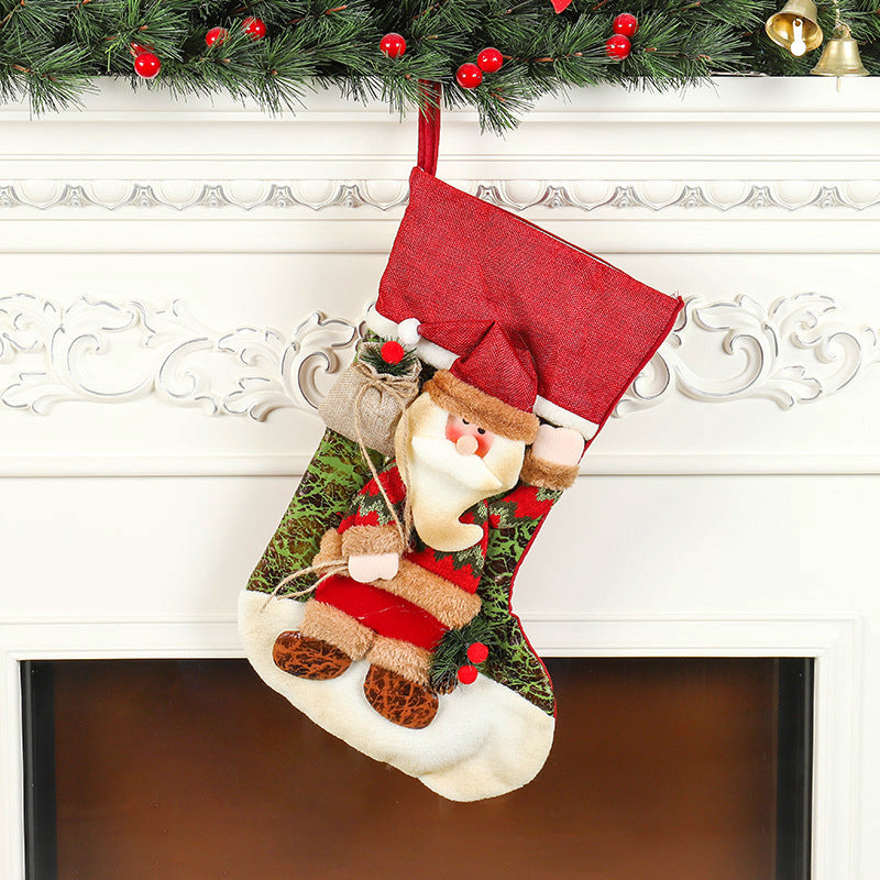 Large Size Christmas Stockings Classic Santa Claus Candy Gift Bag Christmas Decoration Snowman Elk Christmas Boot