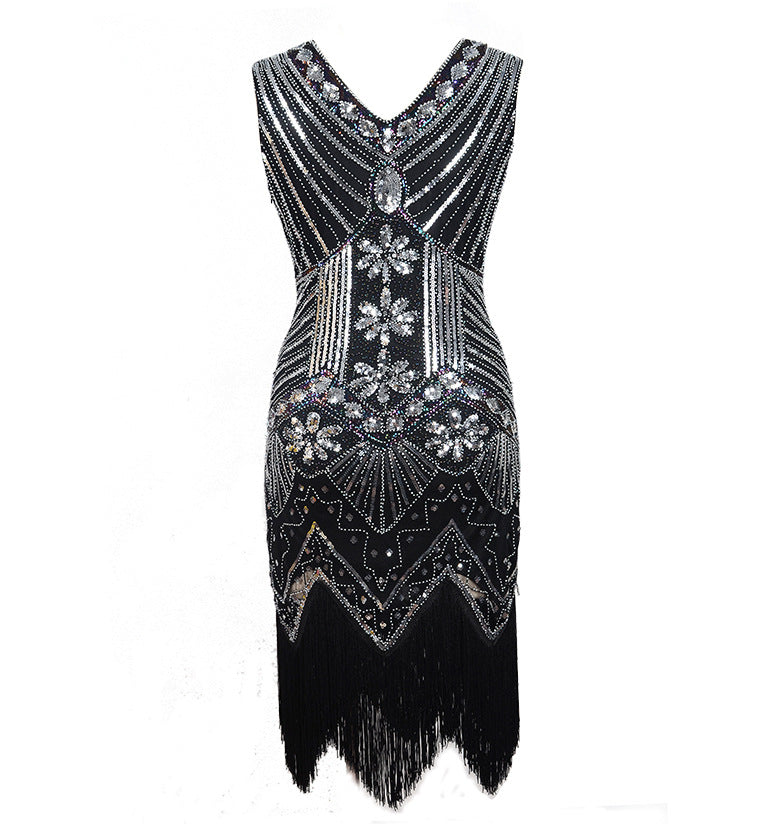 Women's Sexy Deep V Neck Sequin Glitter Bodycon Party Dress