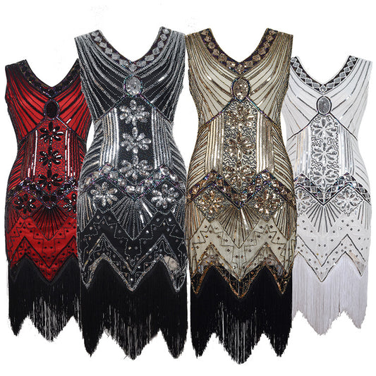 UNINUKOO Women's Sexy Deep V Neck Sequin Glitter Bodycon Party Dress