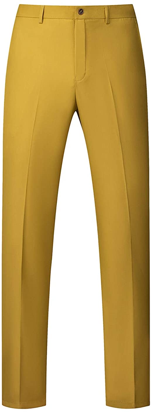 Mens Casual Trousers Slim Fit Flat Front Pants