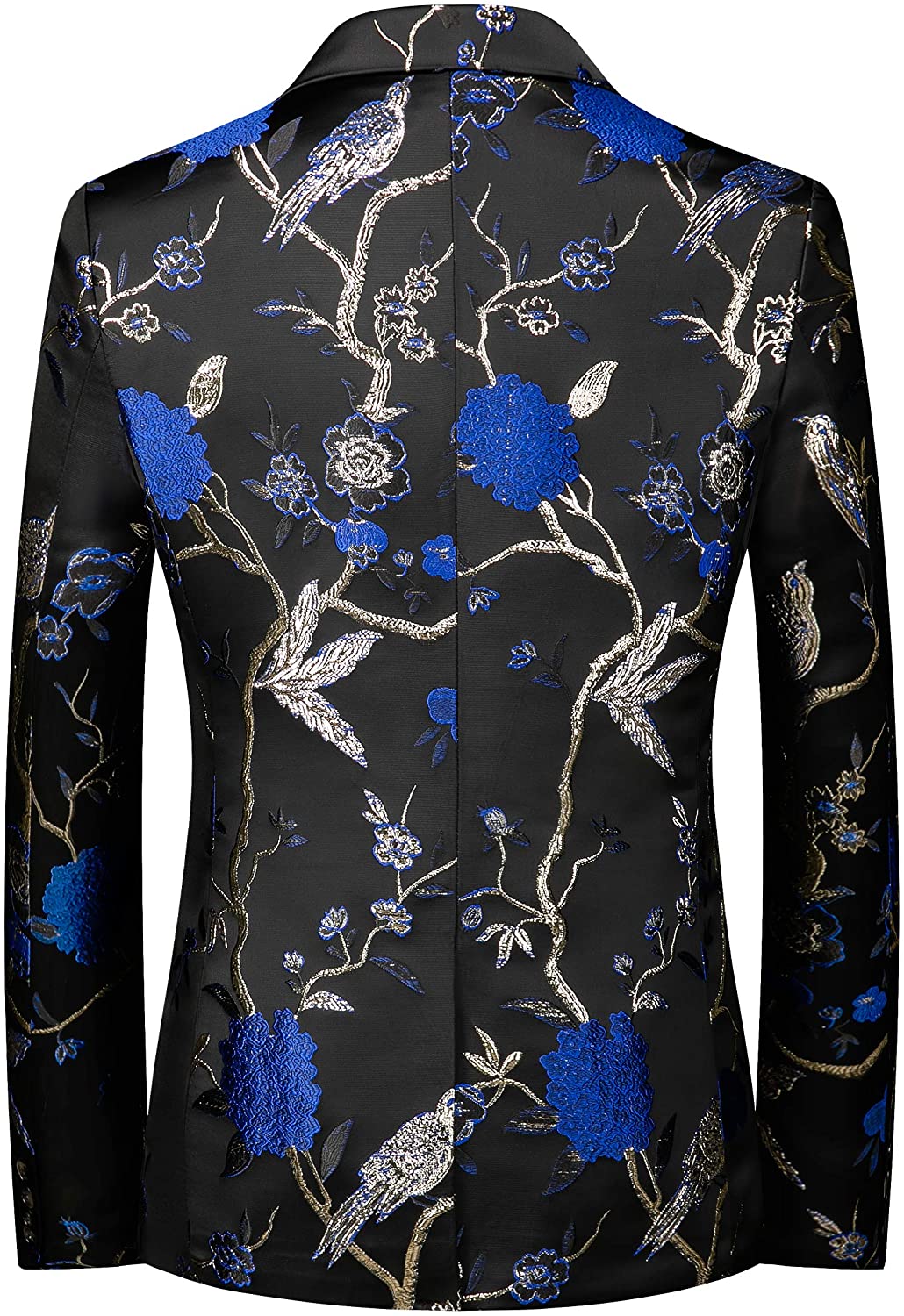 UNINUKOO Men's Elegent Floral Design Slim Fit Casual Blazer Prom Wedding Suit Top
