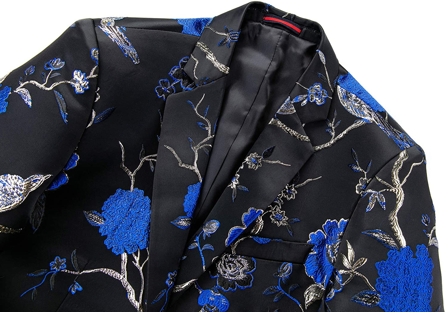UNINUKOO Men's Elegent Floral Design Slim Fit Casual Blazer Prom Wedding Suit Top