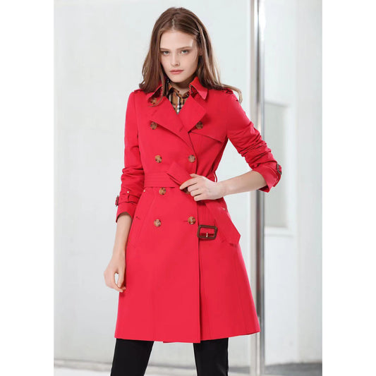 UNINUKOO Women's Double-Breasted Trench Coat Classic Lapel Overcoat Slim Outerwear Coat with Belt