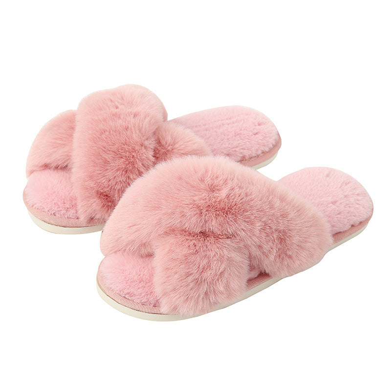 Womens Winter Slippers Indoor Warm Cotton Faux Fur Slippers Size 5-10