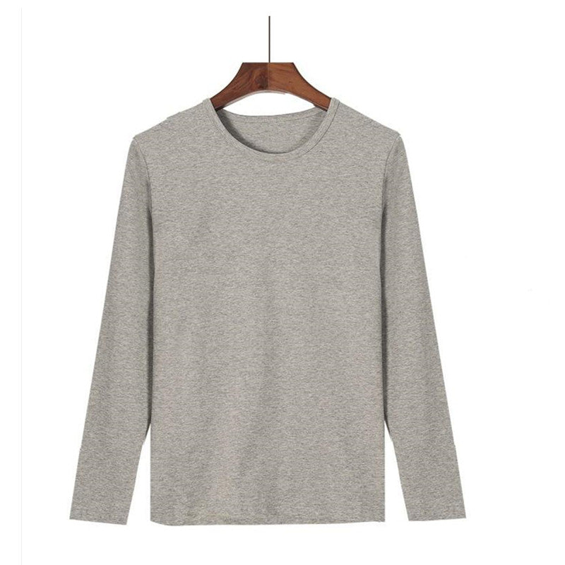 Men's O-neck Long Sleeve Knit Shirt Grey Black White Solid Colors